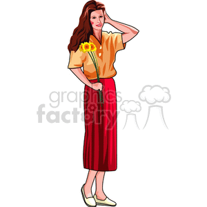 lady-dress-flower clipart. Commercial use image # 154505