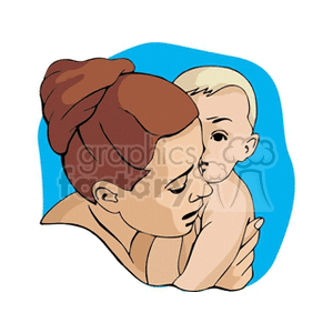 Mother embracing her child clipart.