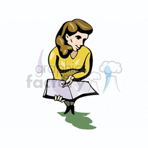 A woman holding a book clipart. Royalty-free image # 154975