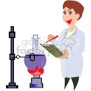 A Women Scientist Doing an Experiment clipart. Commercial use image # 155486
