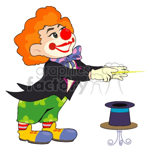 A Funny Red Nosed Clown Getting Ready to do Magic clipart. Commercial use image # 155494