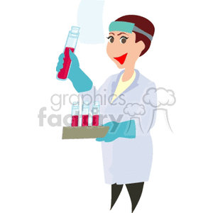 clipart - A Person Holding A Beaker Wearing a Lab Coat.