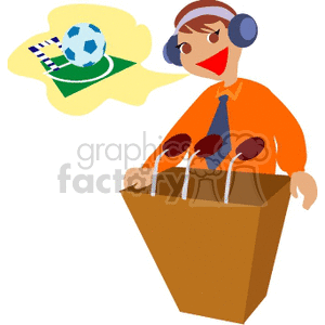 A Sportscaster Talking about Soccer clipart. Royalty-free image # 155506