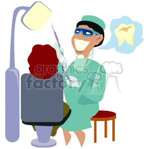 A Dentist getting ready to work on a Womans Teeth clipart.