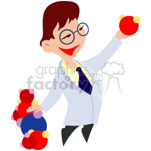 A Sceintist Holding Some Atoms clipart.