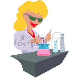 A Sceintist Mixing something in a Large lab Beaker clipart.