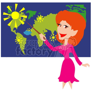 A Meteorologist Pointing to Sunny Weather clipart. Commercial use image # 155550