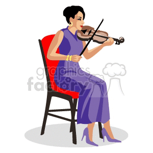 A Woman in a Purple Dress Playing a Violin clipart. Royalty-free image # 155558