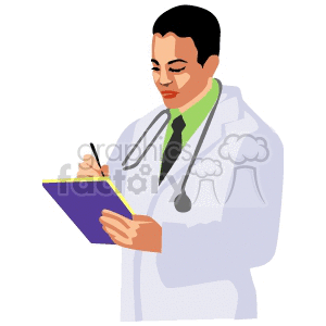 doctor checking his chart clipart. Commercial use image # 155610