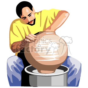 man doing pottery