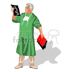doctor looking over some x-rays clipart. Commercial use image # 155626