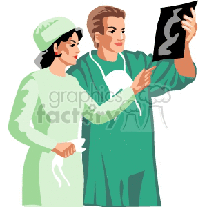 doctors looking at x-ray results clipart. Commercial use image # 155628