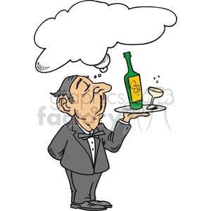 cartoon waiter server wine clipart. Commercial use image # 155669