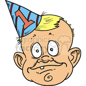 A Toddler Wearing a First Birthday Party Hat clipart. Commercial use image # 156398