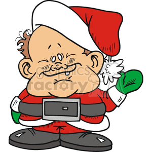 A Happy Toddler wearing a Santa Costume Waiving clipart. Commercial use image # 156408