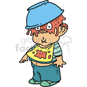 A Little Boy That has Dumped his Food on His Head clipart. Commercial use image # 156416