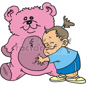 Little Baby Hugging a Large Pink Teddy Bear clipart. Royalty-free icon # 156426