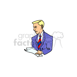   people man guy business papers document documents talking lawyer lawyers suits reading  ss_business020.gif Clip Art People Business news anchor striped tie suit jacket