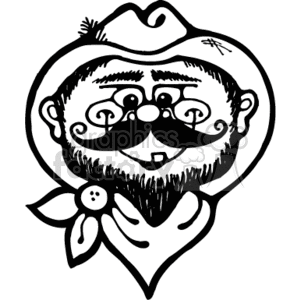 A Black and White Old West Claim Jumper With a Handlebar Mustache Smiling clipart. Royalty-free image # 156851