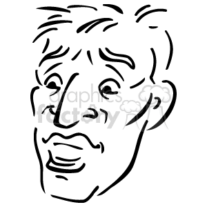 The image is a simple line drawing of a person's face. It shows a stylized representation with minimal detail, featuring the basic elements such as eyes, nose, mouth, and outlines of the face and hair.
