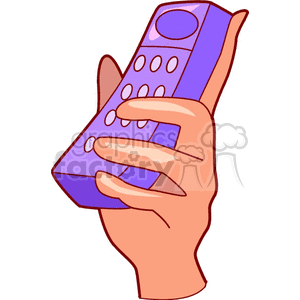 Cartoon hand holding a cell phone clipart. Royalty-free image # 158437