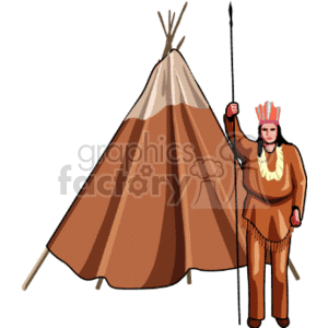 Teepee with Native American guarding it