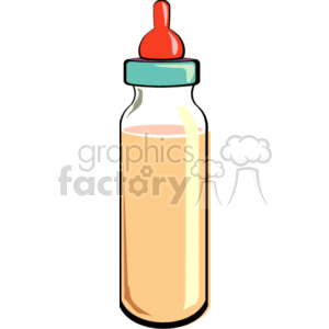 Baby bottle with a red nipple