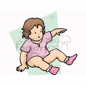 Toddler girl sitting in a pink shirt and pink booties clipart. Commercial use image # 158831