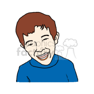 Brown haired laughing boy in a blue shirt clipart. Royalty-free image # 159071