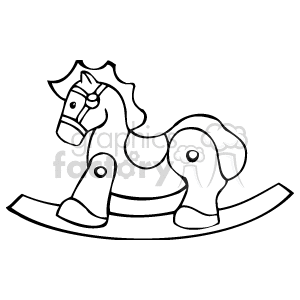 Black and white rocking horse clipart.