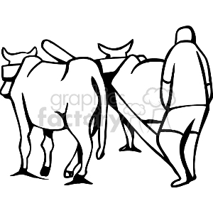   farmer farmers ox mule Clip Art People Occupations 