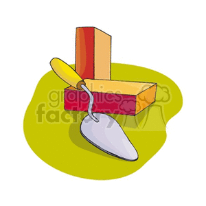 Cartoon brick laying tools clipart. Royalty-free icon # 159942