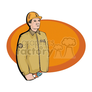 Cartoon construction worker wearing a hard hat clipart. Commercial use image # 159950