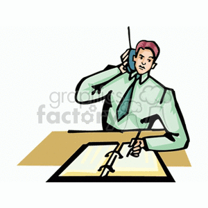 clipart - Cartoon business man setting appointments .