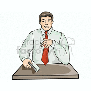 Cartoon business man holding tickets  clipart. Royalty-free image # 159960