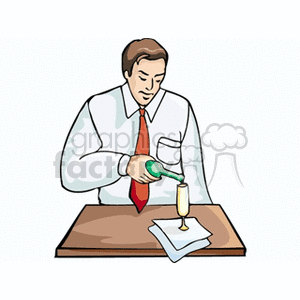 Cartoon business man celebrating with champagne in the office clipart. Commercial use image # 159970