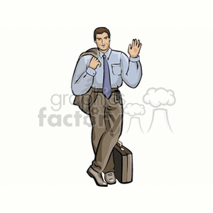 Cartoon man with a suit coat over his shoulder clipart. Royalty-free image # 159972