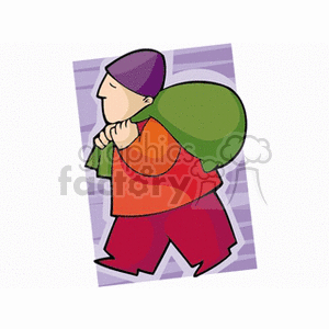 Cartoon man holding a big bag over his shoulder clipart. Royalty-free image # 160000