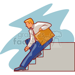   stairs stair briefcase suit office wait waiting sit sitting  hurry300.gif Clip Art People Occupations 