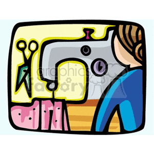   sew sewing machine  needlewoman.gif Clip Art People Occupations 