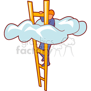   ladder ladders cloud clouds climb success promotion work job man guy people  success300.gif Clip Art People Occupations 