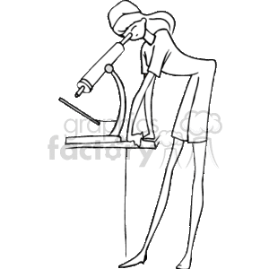The clipart image depicts a person using a microscope, commonly associated with scientific research or laboratory work.