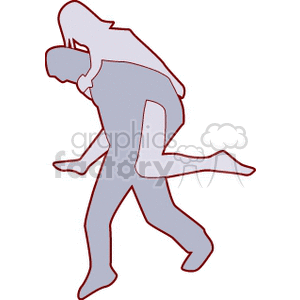 A Silhouette of a Man giving a Woman a Piggyback clipart. Royalty-free image # 161817
