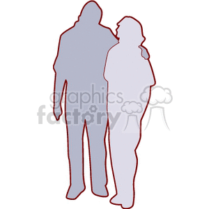 A Silhouette of Two People his arm around her clipart. Royalty-free image # 161823