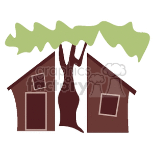 house split in two by a tree clipart. Commercial use image # 162920