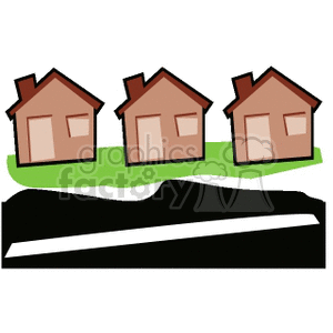 retro house houses homes home real estate  THREEHOUSES01.gif Clip Art Places Buildings box same identical neighborhood suburb