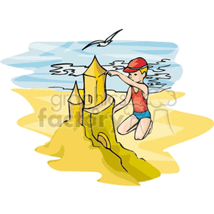 Boy building a sand castle on the beach clipart. Royalty-free image # 163819