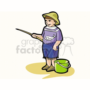 Boy fishing clipart. Commercial use image # 163837