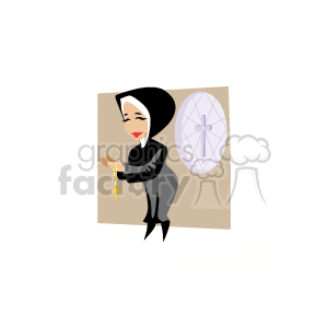 cartoon nun holding a rosary clipart. Commercial use image # 164587