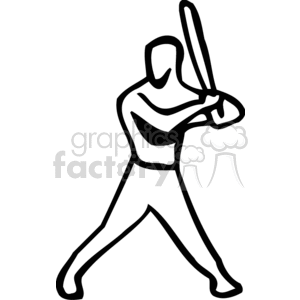 black and white Baseball batter clipart. Commercial use image # 168393